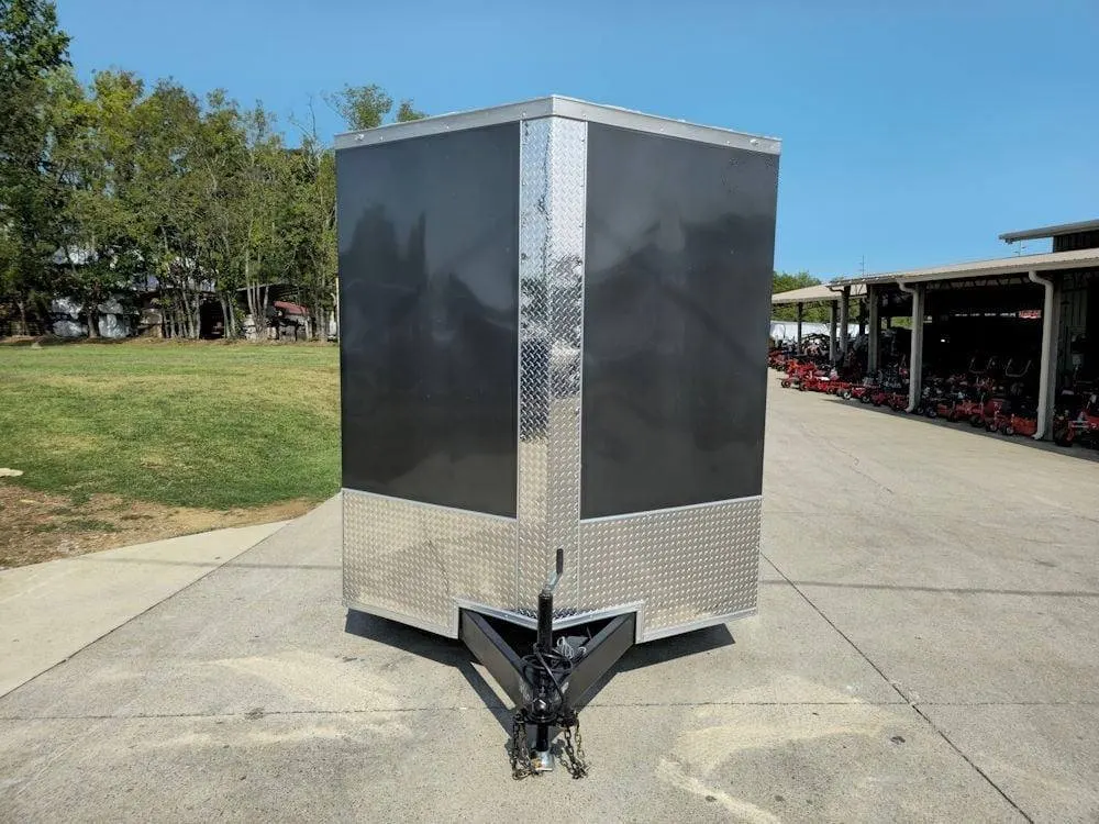 7×16 Charcoal V-Nose Enclosed Storage Trailer (2) 3,500lb Axles — view 2