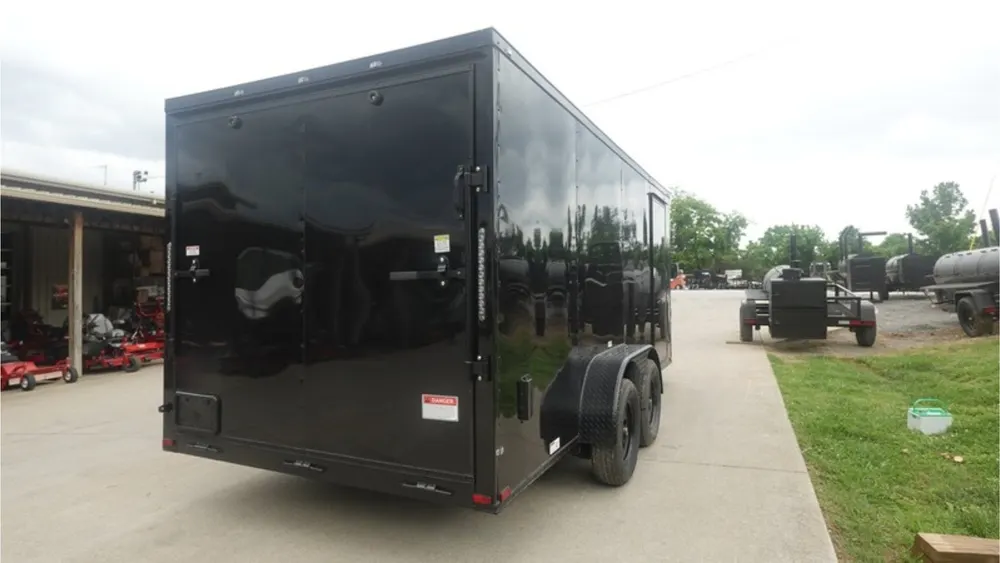 7×16 Enclosed Trailer Black V-Nose Blackout Pkg Tandem Axle Storage 6.4 Interior Height — view 4