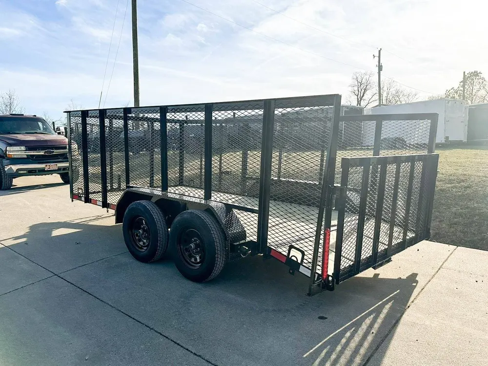 7×14 Powder Coated Dovetail Utility Trailer 4ft Mesh Sides (2) 3,500lb Axles — view 5