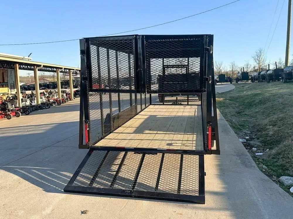 6.4×16 Straight Deck Utility Trailer 6ft Mesh Sides Roof (2) 3,500lb Axles — view 4