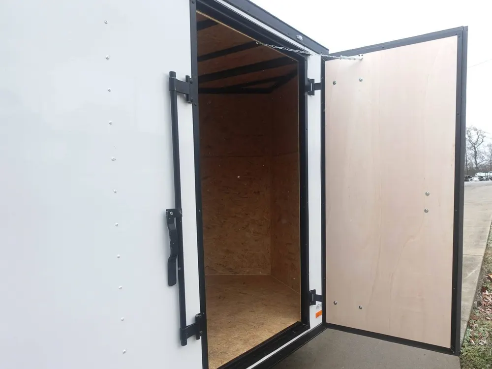 7×12 Enclosed Trailer White V-Nose Blackout Package 3,500lb Axle Storage — view 11