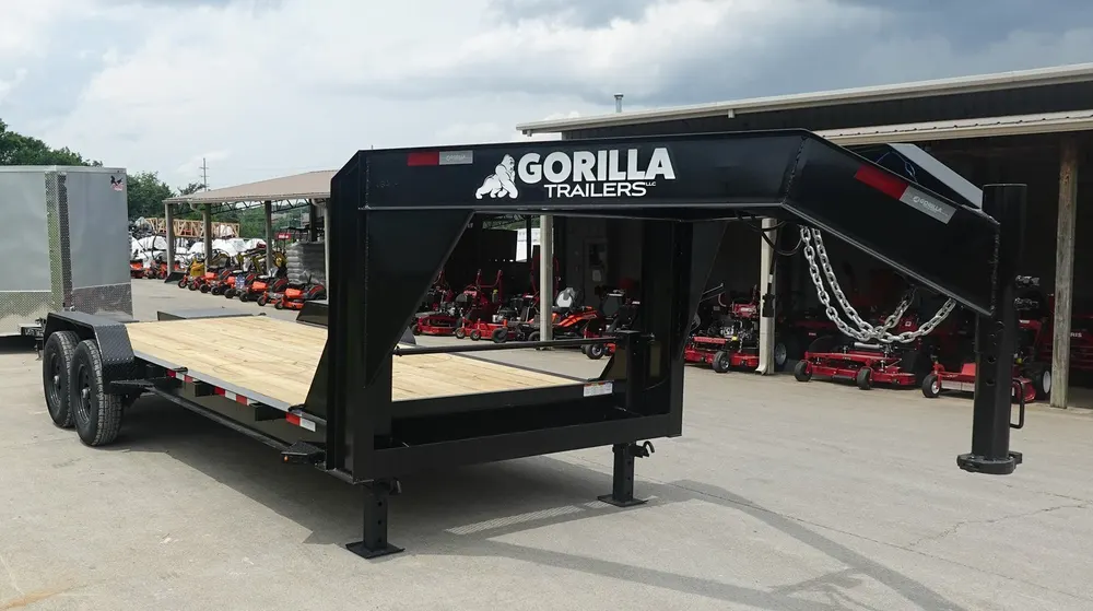 7×20 Gooseneck Equipment Trailer (2) 7K Axles with Brakes & Mini King Kong Ramps 14K GVWR — view 4