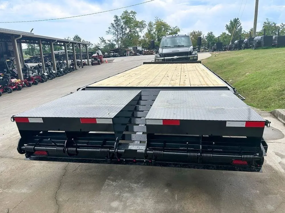 8.5×25 IBeam Deckover Trailer DoveTail (2) 7K Axles King Kong Ramps 14k GVWR — view 8
