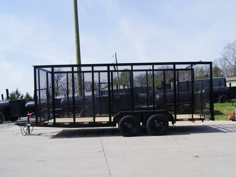 6.4×18 Straight Deck Utility Trailer 6ft Mesh with Barn Door Gate (2) 3500lb Axles — view 3