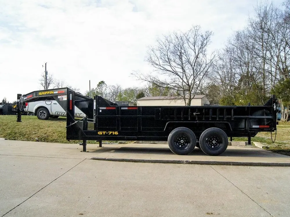 7×16 Gooseneck Telescopic Dump Trailer with 2ft Sides (2) 7K Axles — view 3