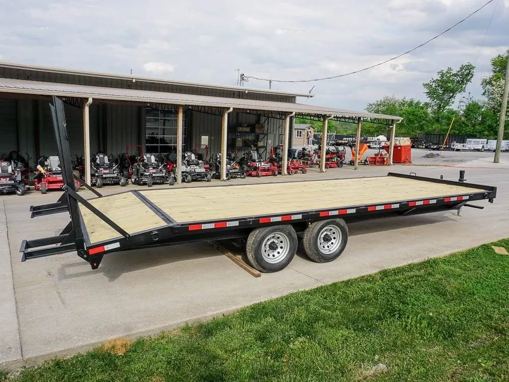 8.5×22 Deckover I-Beam Trailer (2) 5,200lb Axles Stand-Up Ramps — view 8