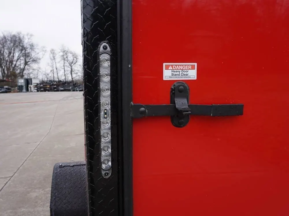 7×12 Enclosed Trailer Red V-Nose Blackout Package 3,500lb Axle Storage — view 11