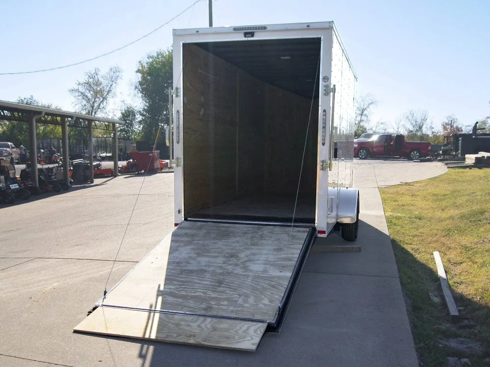6×14 White Slant Top V-Nose Enclosed Trailer 3,500lb Axle — view 7