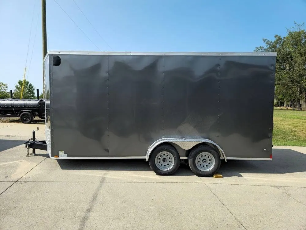 7×16 Charcoal V-Nose Enclosed Storage Trailer (2) 3,500lb Axles — view 8
