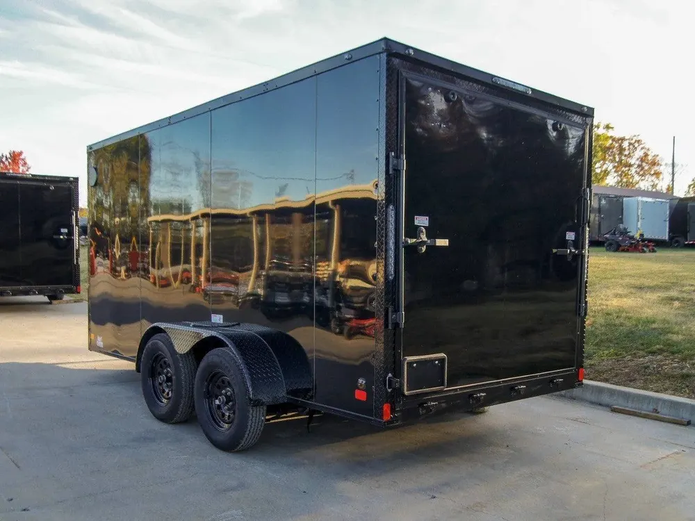 7×14 Enclosed Trailer Black V-Nose Blackout Package Storage (2) 3,500lb Axles — view 5