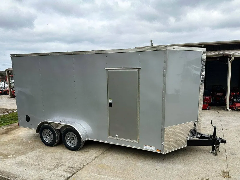 7×16 Silver V-Nose Enclosed Trailer (2) 3,500lb Axles 7ft Interior — view 8