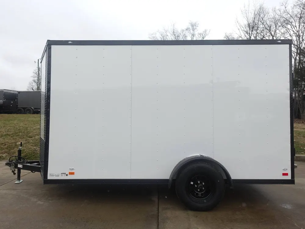 7×12 Enclosed Trailer White V-Nose Blackout Package 3,500lb Axle Storage — view 4