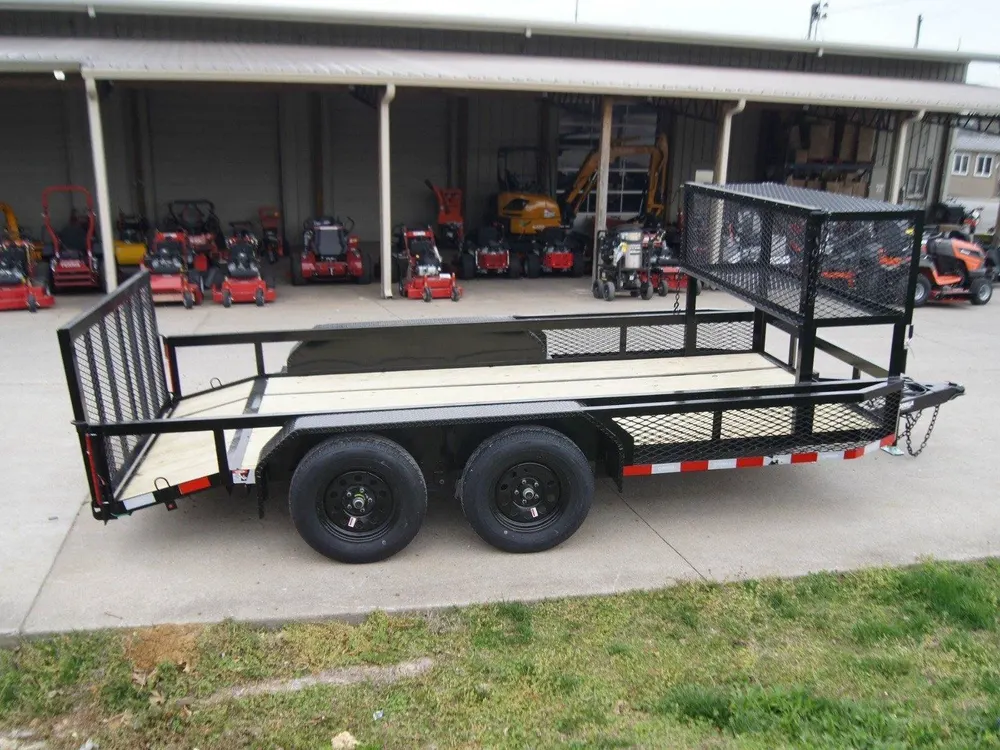 6.4×14 Powder Coated Dovetail Utility Trailer with Elevated Basket (2) 3500lb Axles — view 6