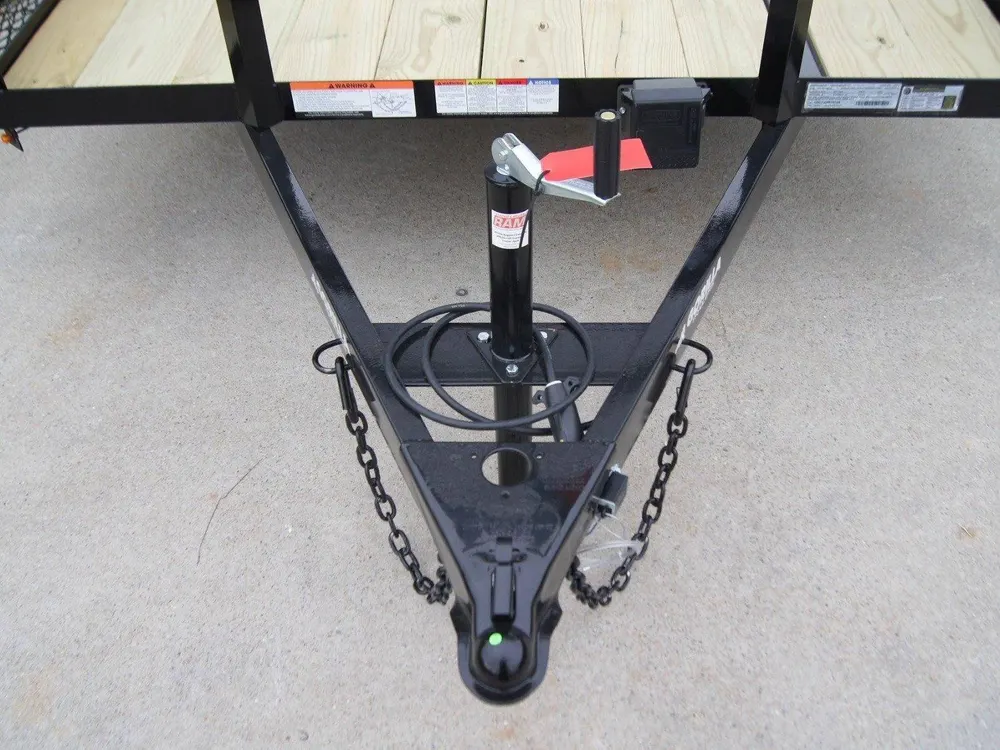 6.4×14 Powder Coated Dovetail Utility Trailer with Elevated Basket (2) 3500lb Axles — view 9