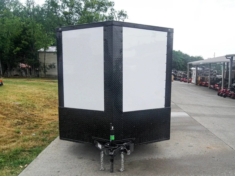 7×14 Enclosed Trailer White V-Nose Blackout Package 3,500lb Axle Storage — view 2
