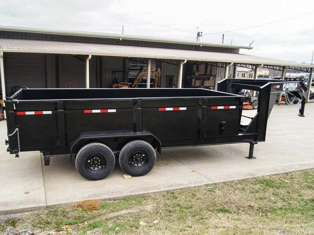 7×16 Gorilla Telescopic Gooseneck IBeam Dump Trailer 3ft Sides (2) 7K Axles — view 9