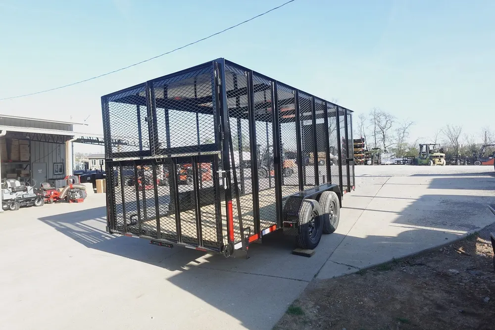 6.4×16 Straight Deck Utility Trailer 6ft Mesh Sides with Metal Roof (2) 3,500lb Axles — view 5