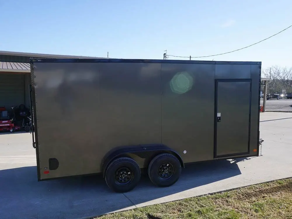 7×16 Enclosed Trailer Charcoal V-Nose Blackout Package Tandem Axle Storage — view 7