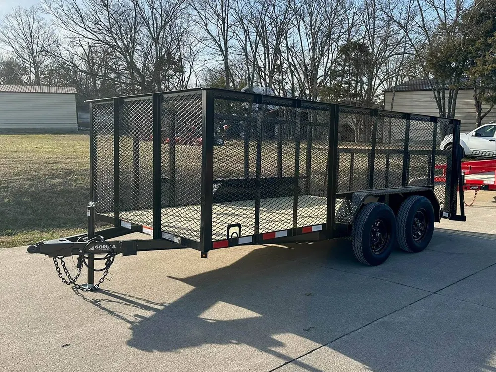 7×14 Powder Coated Dovetail Utility Trailer 4ft Mesh Sides (2) 3,500lb Axles — view 3