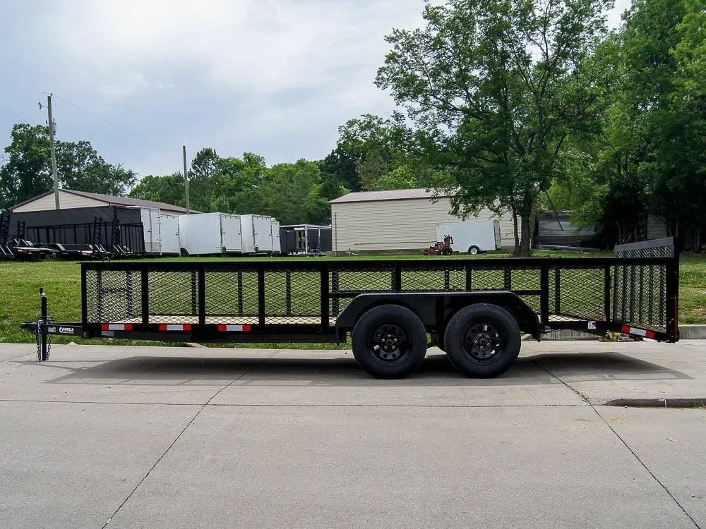 6.4×18 Powder Coated Dovetail Utility Trailer with 2ft Mesh Sides (2) 3500lb Axles — view 4