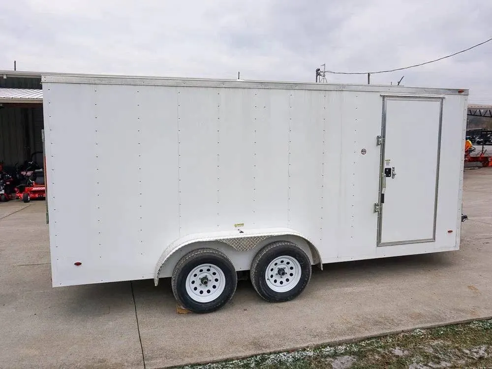 7×16 White V-Nose Enclosed Trailer Lawn Mower Cargo Trailer Storage — view 11