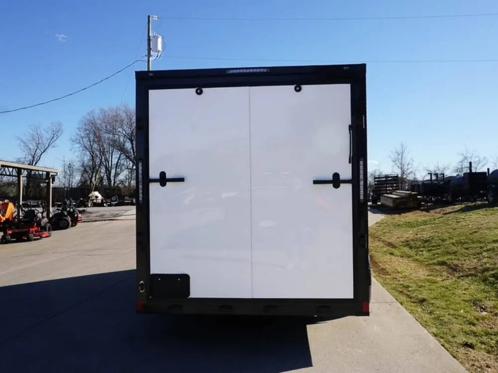 7×16 Enclosed Trailer White V-Nose Blackout Package Tandem Axle Storage — view 6