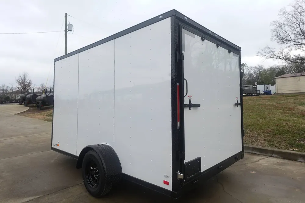 7×12 Enclosed Trailer White V-Nose Blackout Package 3,500lb Axle Storage — view 8