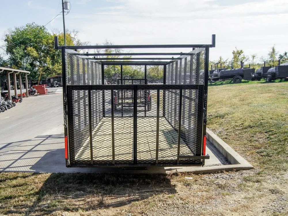7×18 Tandem Straight Deck Utility Trailer 6ft Mesh Sides Ladder Racks — view 5