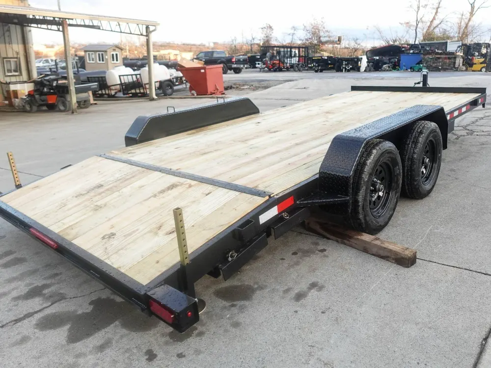7×18 Wood Deck Car Hauler (2) 3500lb Axle w/ Brake and Ramps — view 10