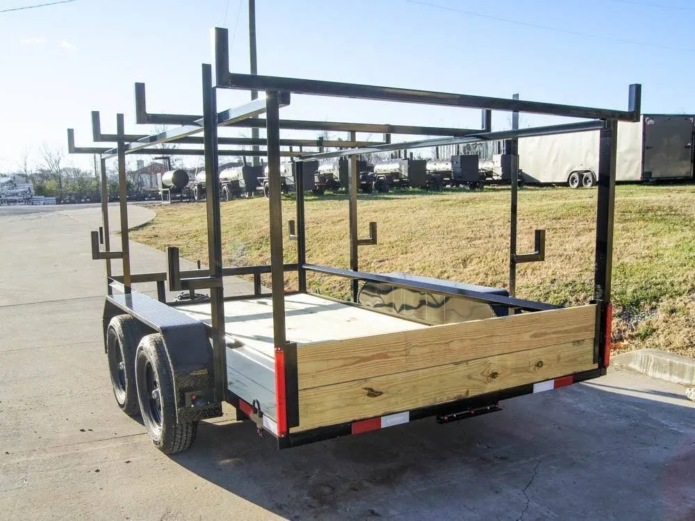 6.4×12 Straight Deck Utility Trailer 4.5ft Ladder Racks (2) 3,500lb Axles — view 5