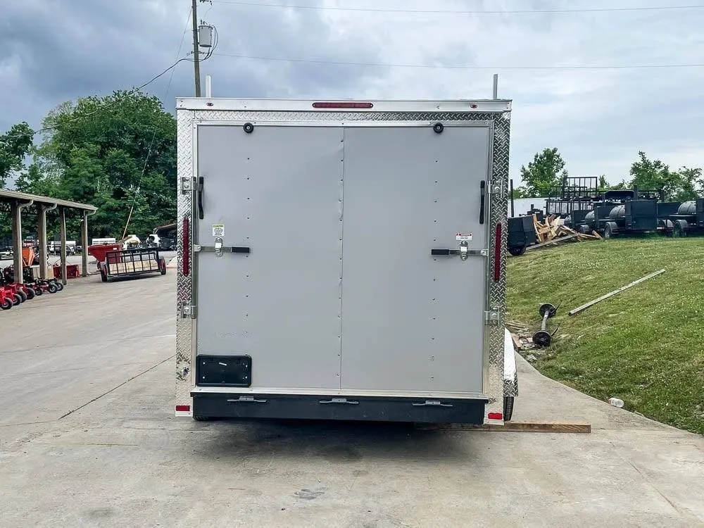 7×14 Enclosed V-Nose Trailer Silver with Ladder Racks (2) 3,500lb Axles Storage — view 8
