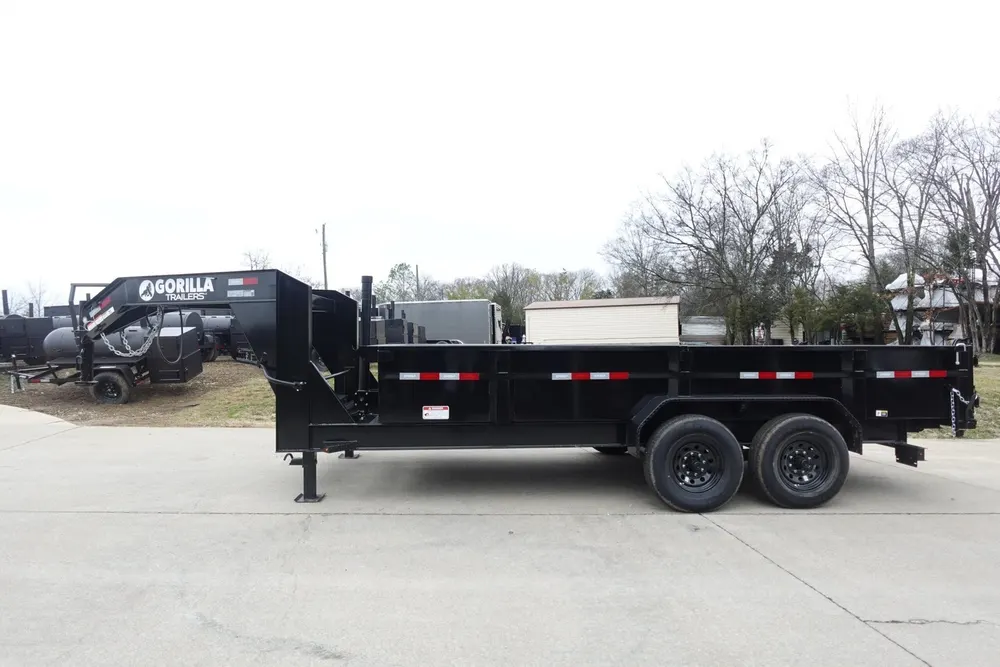 7×16 Gorilla Telescopic Gooseneck IBeam Dump Trailer 2ft Sides (2) 7K Axles — view 3