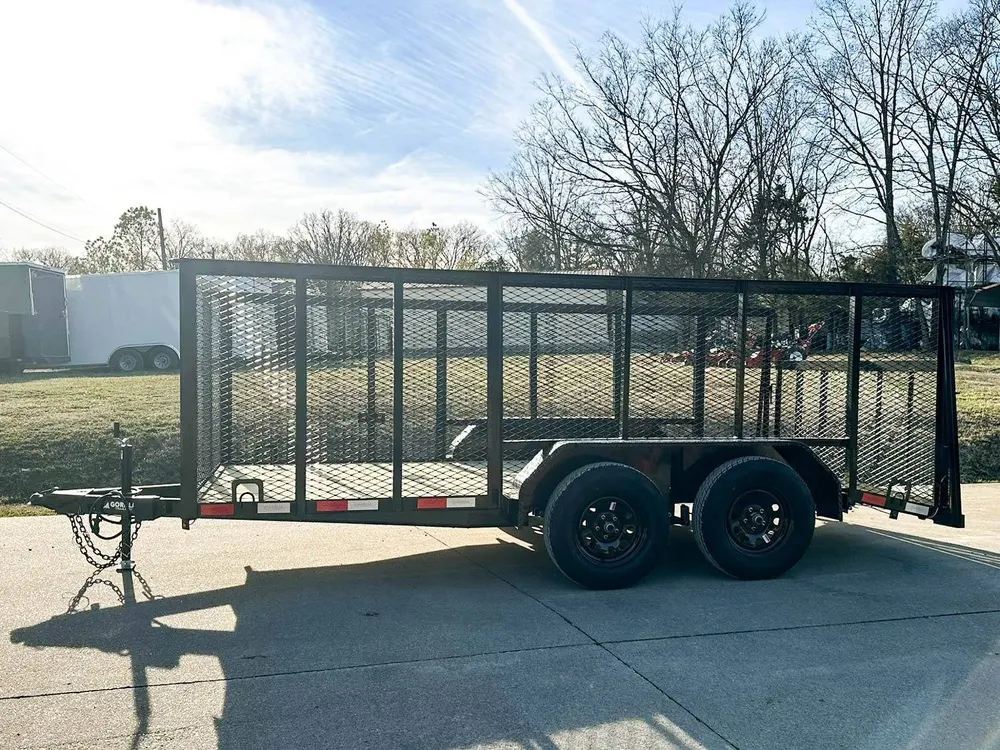 7×14 Powder Coated Dovetail Utility Trailer 4ft Mesh Sides (2) 3,500lb Axles — view 4