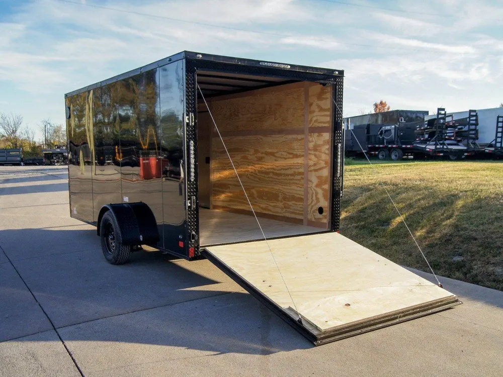 7×14 Enclosed Trailer Black V-Nose Blackout Package 3,500lb Axle Storage — view 8