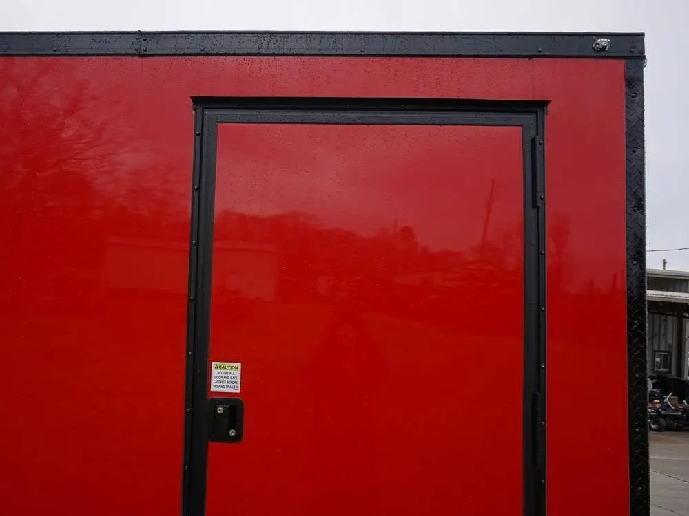 6×12 Enclosed Trailer Red V-Nose Blackout Package 3,500lb Axle Storage — view 11