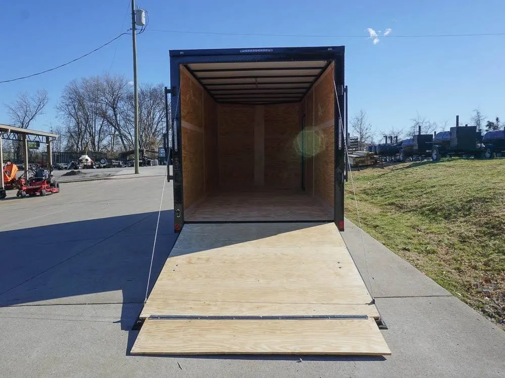 7×16 Enclosed Trailer White V-Nose Blackout Package Tandem Axle Storage — view 12