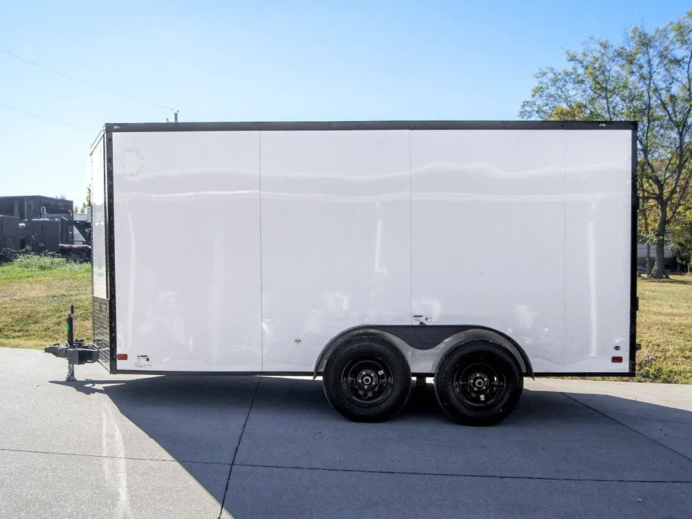 7×14 Enclosed Trailer White V-Nose Blackout Package (2) 3,500lb Axles — view 7