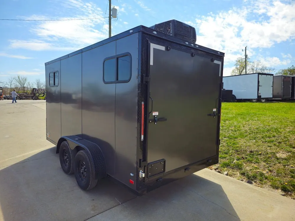 7×14 Charcoal V-Nose Enclosed Trailer (2) 3,500lb Axles Windows Elect & Blkout Pkg — view 7