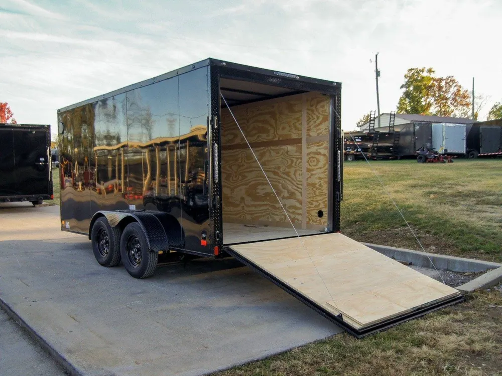 7×14 Enclosed Trailer Black V-Nose Blackout Package Storage (2) 3,500lb Axles — view 12