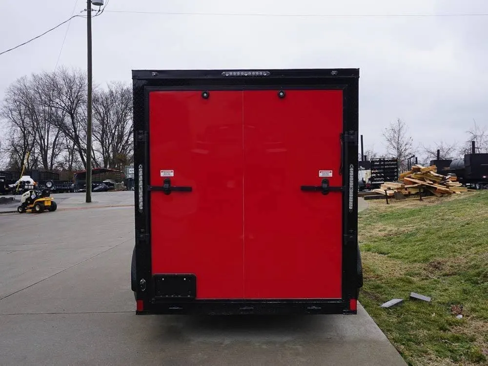 6×12 Enclosed Trailer Red V-Nose Blackout Package 3,500lb Axle Storage — view 7