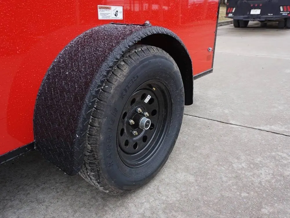7×12 Enclosed Trailer Red V-Nose Blackout Package 3,500lb Axle Storage — view 10
