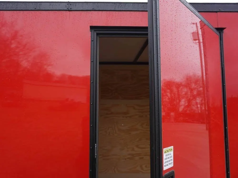 6×12 Enclosed Trailer Red V-Nose Blackout Package 3,500lb Axle Storage — view 12