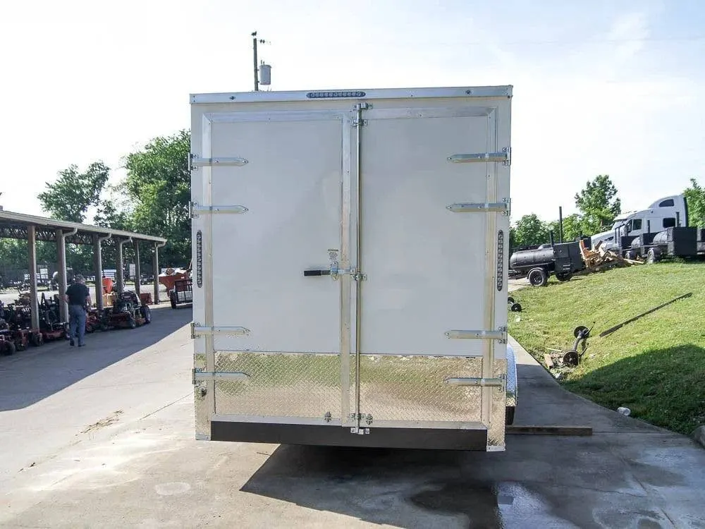 7×20 Enclosed Trailer White – Silver ATP Barn Door (2) 3500lb Axles — view 3