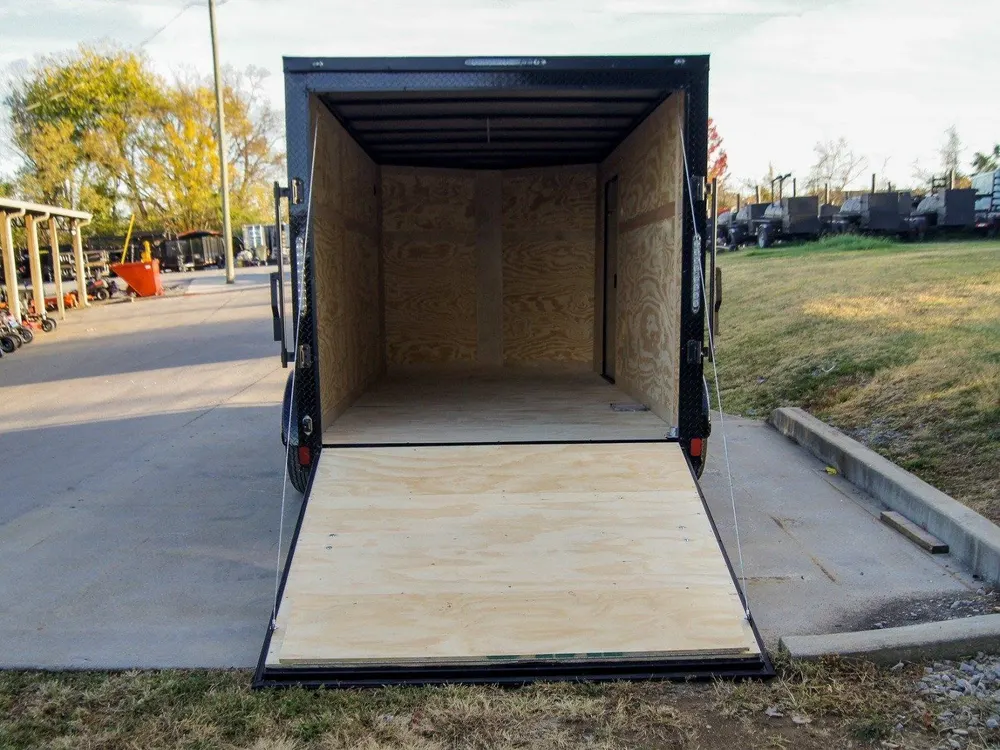 7×14 Enclosed Trailer Black V-Nose Blackout Package Storage (2) 3,500lb Axles — view 11