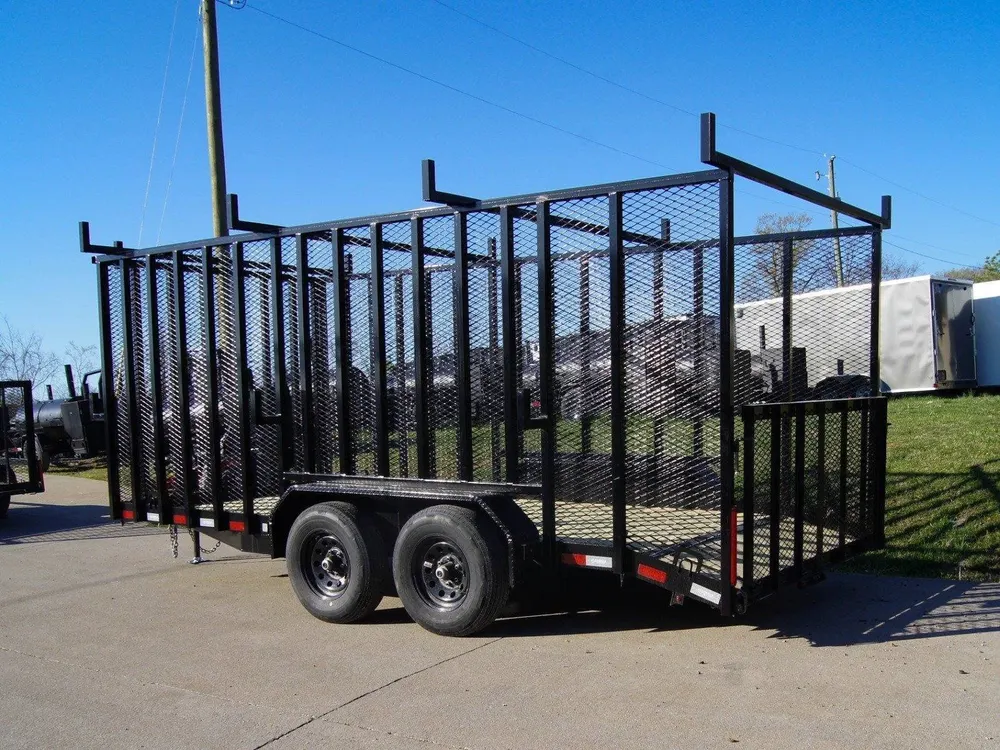 7×16 Dovetail Utility Trailer with 6ft Mesh Sides and Ladder Racks (2) 5,200lb Axles — view 4