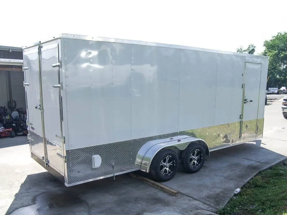 7×20 Enclosed Trailer White – Silver ATP Barn Door (2) 3500lb Axles — view 5