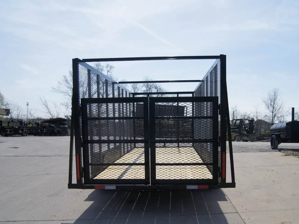 6.4×18 Straight Deck Utility Trailer 6ft Mesh with Barn Door Gate (2) 3500lb Axles — view 6