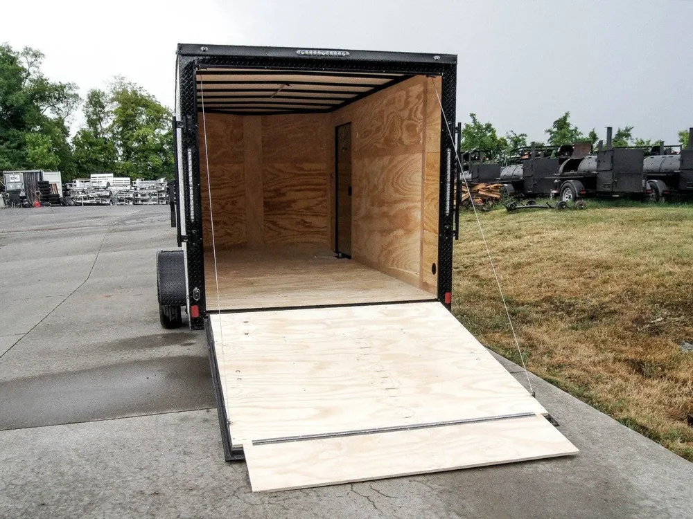 7×14 Enclosed Trailer White V-Nose Blackout Package 3,500lb Axle Storage — view 11