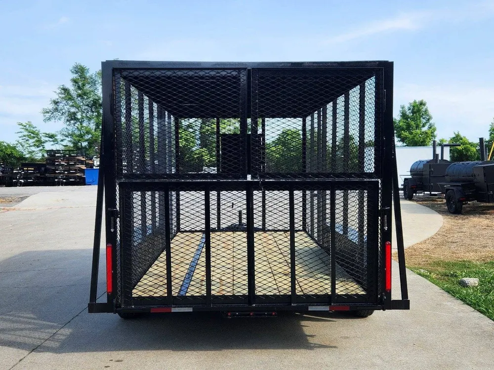 6.4×14 Straight Deck Utility Trailer 6ft Mesh Sides with Metal Roof (2) 3,500lb Axles — view 5
