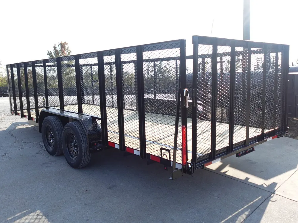 7×20 Straight Deck Utility Trailer 4ft Mesh Sides (2) 3,500lb Axles — view 7